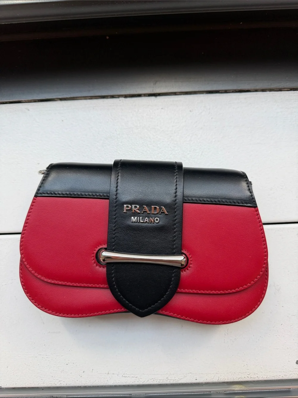 Prada Sidonie Red and Black leather Mini Shoulder/belt Bag - Picture 1 of 7